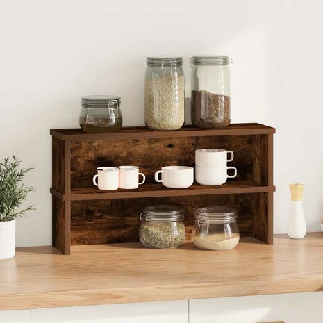 Keukenrekken stapelbaar 2 st 60x15x16 cm gerookt eikenkleurig 2
