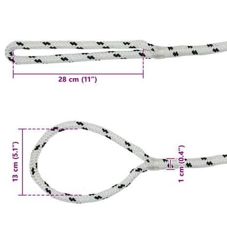Boottouw 6 m 1 Wit en zwart Polyester 7