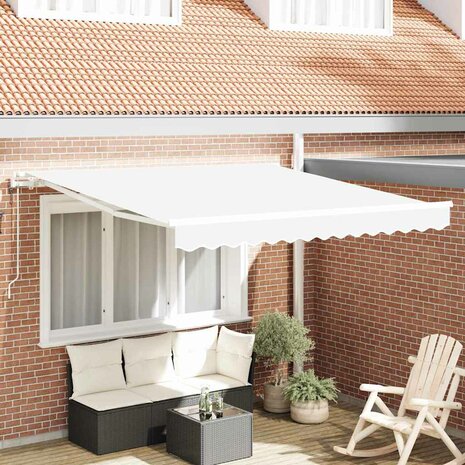 Elektrisch Uittrekbaar Zonnescherm Wit 350 x 250 cm 1