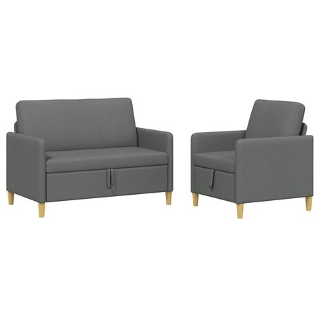 Bankenset met opbergruimte 2 pcs Donkergrijs Polyester 2