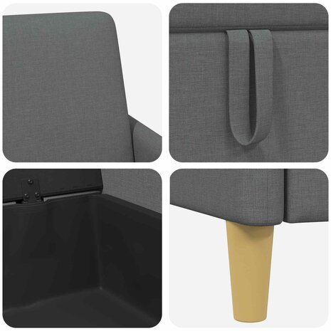 Bankenset met opbergruimte 2 pcs Donkergrijs Polyester 6