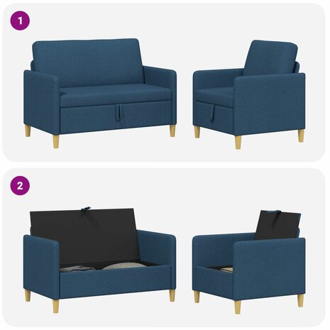 Bankenset met opbergruimte 2 pcs Blauw Polyester 7