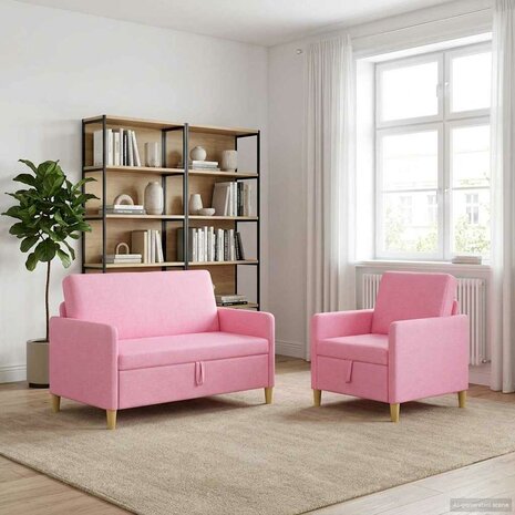 Bankenset met opbergruimte 2 pcs Roze Polyester 3