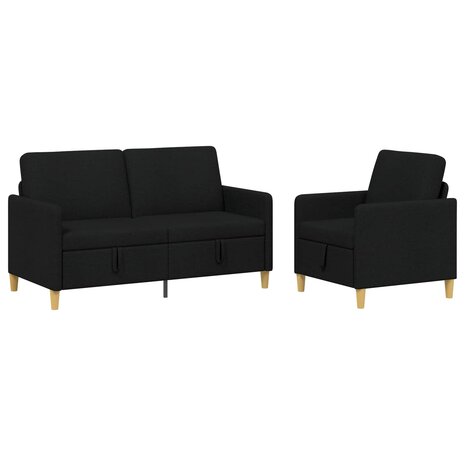 Bankenset met opbergruimte 2 pcs Zwart Polyester 2