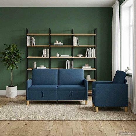Bankenset met opbergruimte 2 pcs Blauw Polyester 3