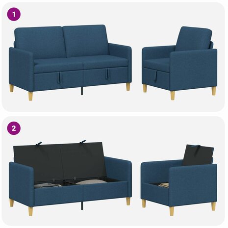 Bankenset met opbergruimte 2 pcs Blauw Polyester 4