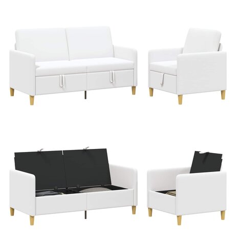 Bankenset met opbergruimte 2 pcs Wit Polyester 4