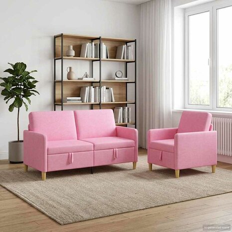 Bankenset met opbergruimte 2 pcs Roze Polyester 1