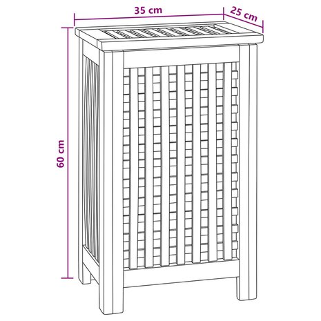 Wasmand Naturel 35 x 25 x 60 cm Massief Teakhout 8
