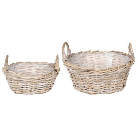 Plantenmand met opslag 2 pcs Grijs Lacak Riet 2