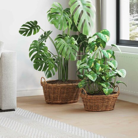 Plantenmand met opslag 2 pcs Bruin Lacak Riet 1
