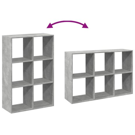 Kamerscherm / boekenkast 69,5x29x103,5 cm hout betongrijs 9