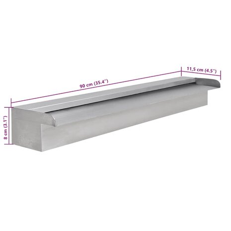 Zwembadwaterval rechthoekig 90 cm roestvrij staal 7