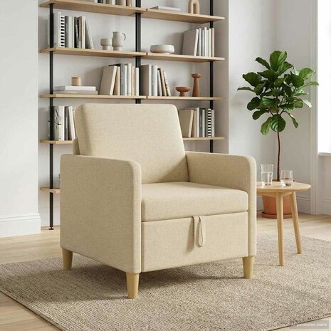 Bank met opslag Cr&egrave;mekleurig 72 x 78 x 87 cm Polyester 3