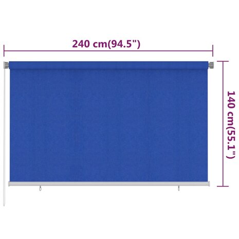Rolgordijn voor buiten 240x140 cm HDPE blauw 6