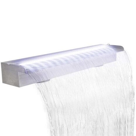 Zwembadwaterval met LED's rechthoekig 90 cm roestvrij staal 3