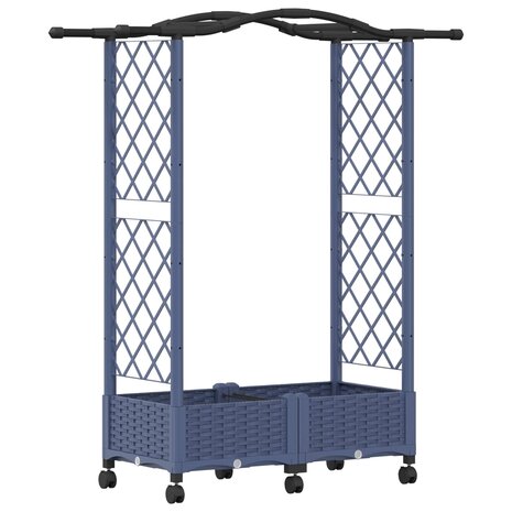 Verhoogde tuinbak met Trellis en Dak Grijs 124 x 40 x 129 cm PP 2
