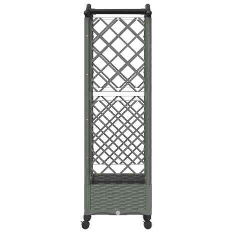 Verhoogde tuinbak met Trellis en Dak Lichtgrijs 124 x 40 x 129 cm PP 5