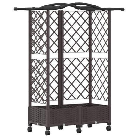 Verhoogde tuinbak met Trellis en Dak Bruin 124 x 40 x 129 cm PP 2