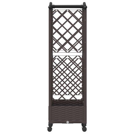 Verhoogde tuinbak met Trellis en Dak Bruin 124 x 40 x 129 cm PP 4