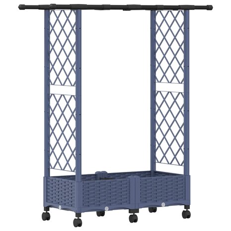 Verhoogde tuinbak met Trellis en Dak Grijs 122,5 x 40 x 127 cm PP 2