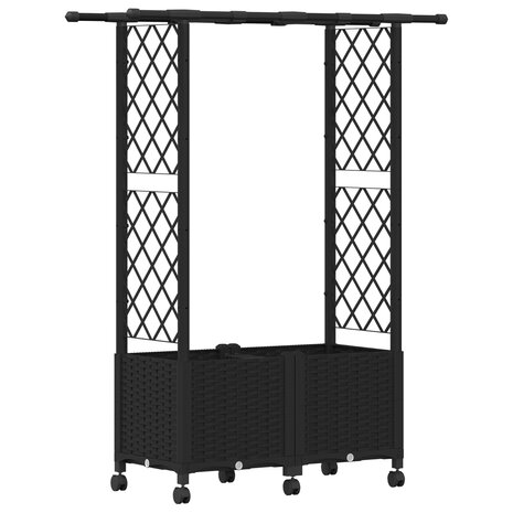 Verhoogde tuinbak met Trellis en Dak Zwart 124,5 x 40 x 142 cm PP 2
