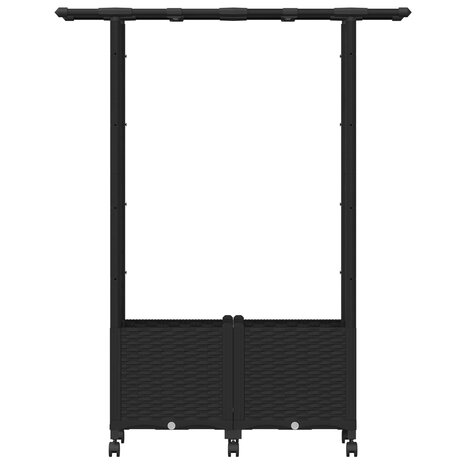 Verhoogde tuinbak met Trellis en Dak Zwart 124,5 x 40 x 142 cm PP 4