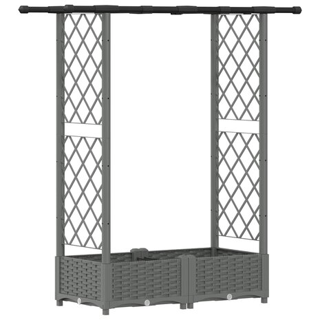 Verhoogde tuinbak met Trellis en Dak Lichtgrijs 122,5 x 40 x 121 cm 2