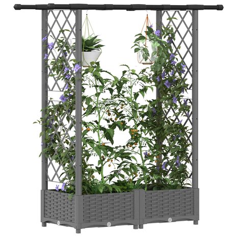 Verhoogde tuinbak met Trellis en Dak Lichtgrijs 122,5 x 40 x 121 cm 3