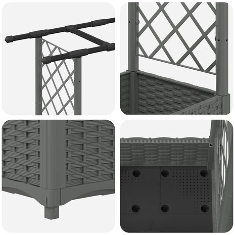 Verhoogde tuinbak met Trellis en Dak Lichtgrijs 122,5 x 40 x 121 cm 6