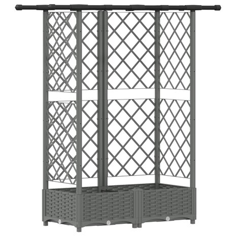 Verhoogde tuinbak met Trellis en Dak Lichtgrijs 124 x 40 x 121 cm PP 2