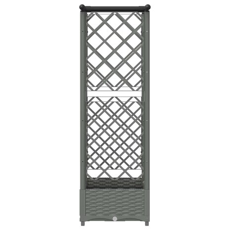 Verhoogde tuinbak met Trellis en Dak Lichtgrijs 124 x 40 x 121 cm PP 4