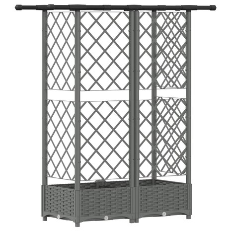 Verhoogde tuinbak met Trellis en Dak Lichtgrijs 124 x 40 x 121 cm PP 5