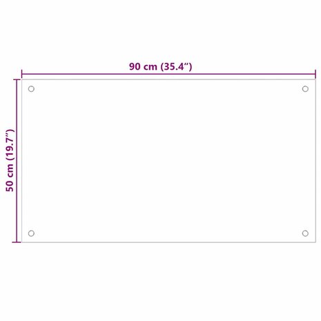 Spatscherm keuken 90x50 cm gehard glas zwart 10