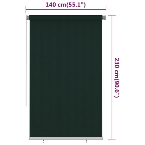 Rolgordijn voor buiten 140x230 cm HDPE donkergroen 6