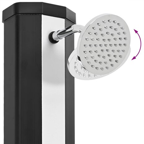 Zonnedouche met douchekop en kraan 40 L, zwart en zilver 8