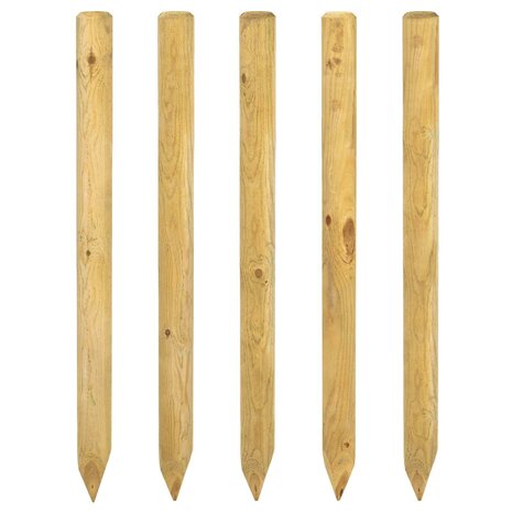 Schuttingpalen 5 st Groen 120 cm Massief grenenhout 2