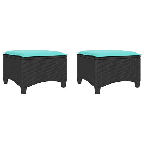 Tuinkrukken met kussens 2 st 55x55x36 cm poly rattan zwart 2