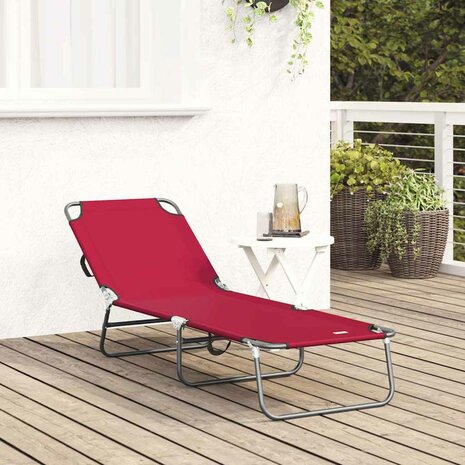 Opvouwbare zonnebed Rood 188 x 57 x 86,5 cm Polyester 3