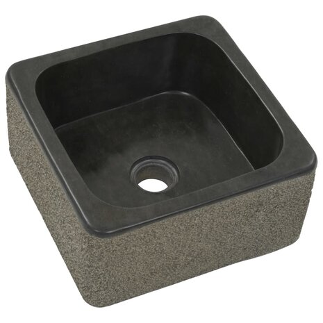 Gootsteen 30x30x15 cm riviersteen zwart 2