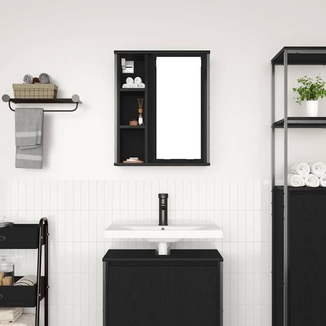 Badkamerwandkast met spiegel 50x21x60 cm eikenkleurig 3