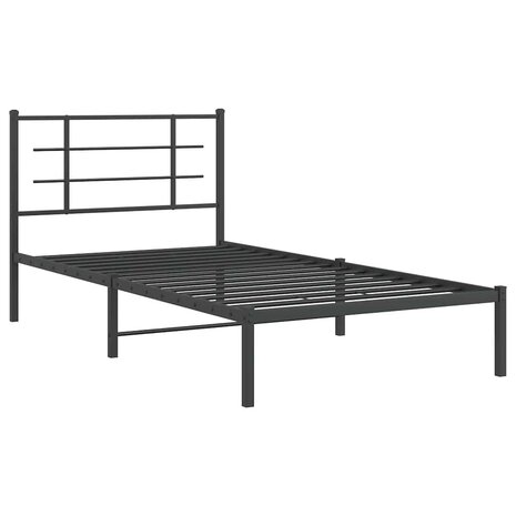 Bedframe met hoofdbord metaal zwart 100x200 cm 3