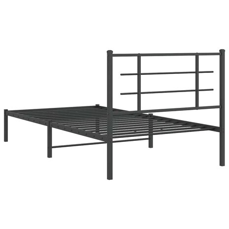 Bedframe met hoofdbord metaal zwart 100x200 cm 7