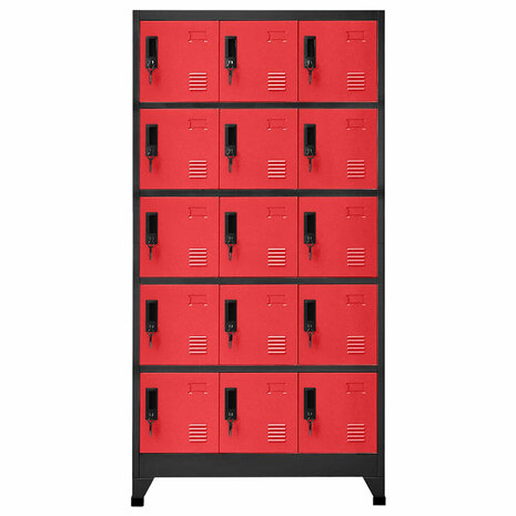 Lockerkast 90x40x180 cm staal antracietkleurig en rood 2