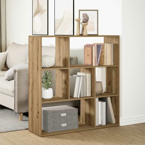 Kamerscherm / boekenkast 102x29x103,5 cm hout artisanaal eiken 4