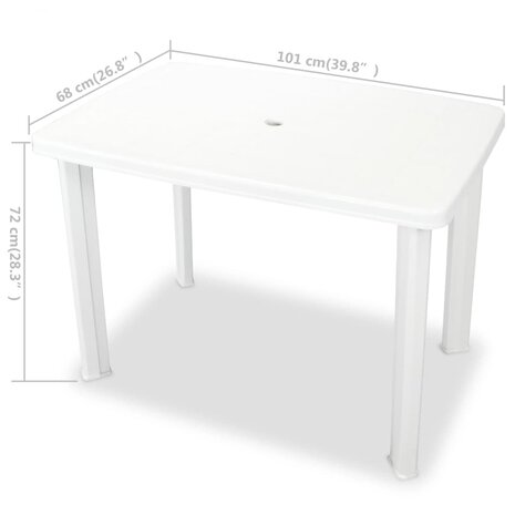 Tuintafel 101x68x72 cm kunststof wit 5