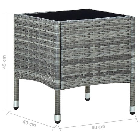 Tuintafel 40x40x45 cm poly rattan grijs  5
