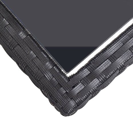 Tuintafel 110x53x72 cm glas en poly rattan zwart 5