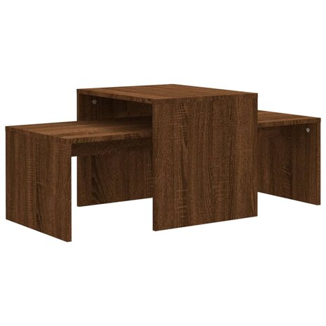 Salontafelset 100x48x40 cm bewerkt hout bruin eikenkleur 2