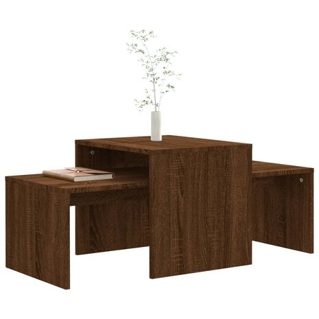 Salontafelset 100x48x40 cm bewerkt hout bruin eikenkleur 3